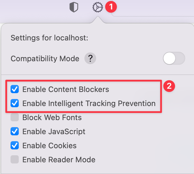 Settings for a Specific Website