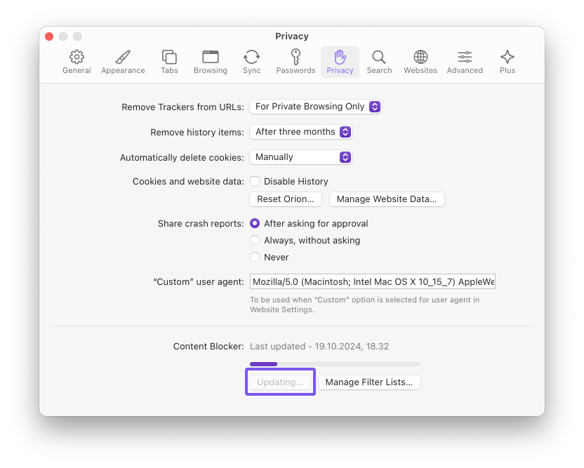 Orion macOS Blocklists - Processing Update