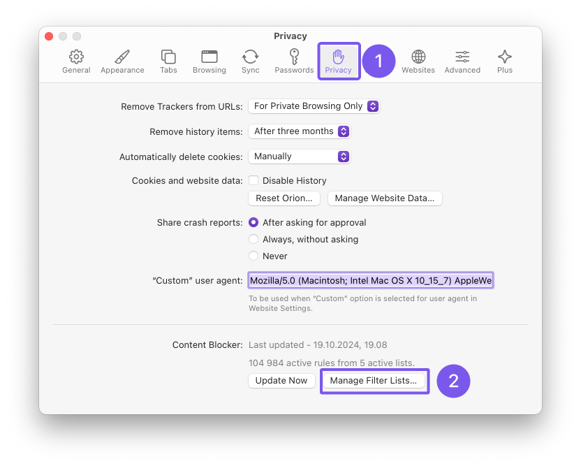 Blocklists - Show Filter Lists