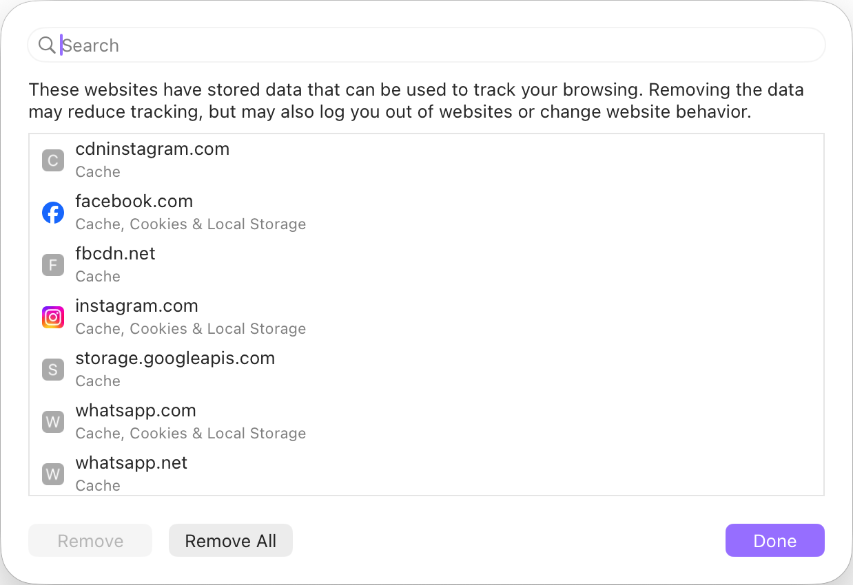 Container website data window