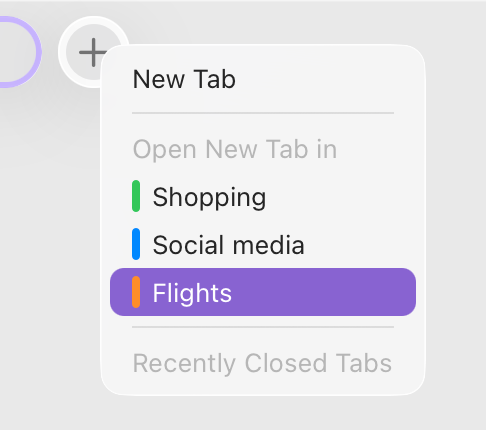 New tab context menu