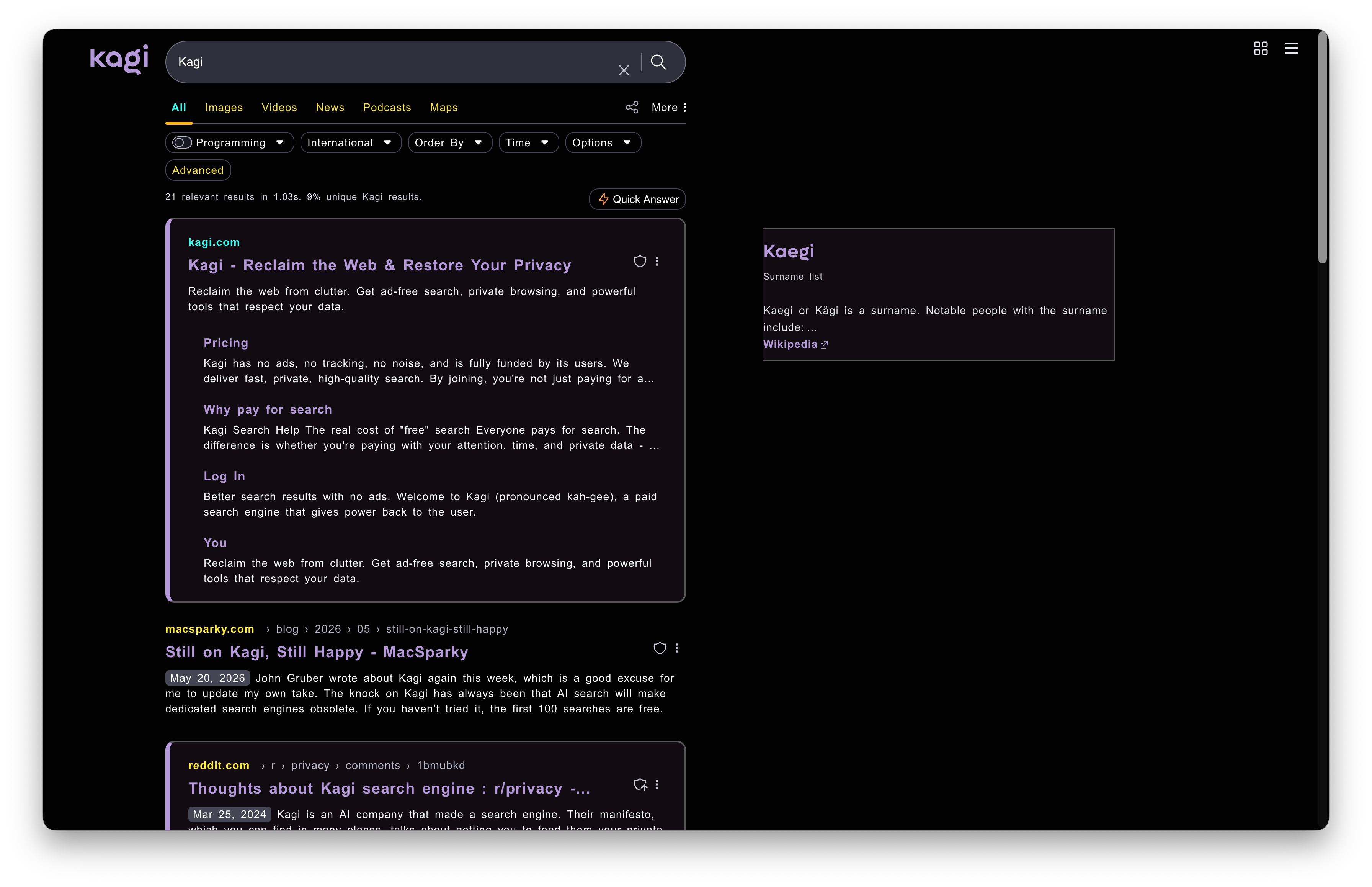 Kagi Catppuccin Mocha Theme