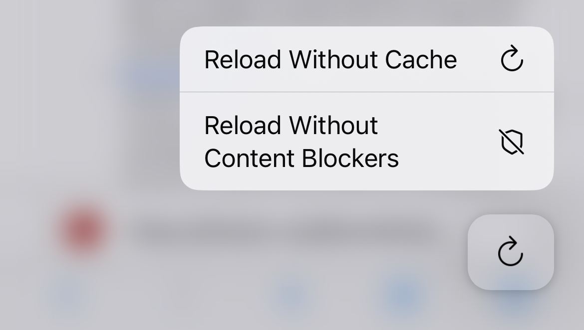 Quick reload without content blockers