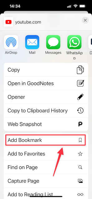 Adding a Bookmark