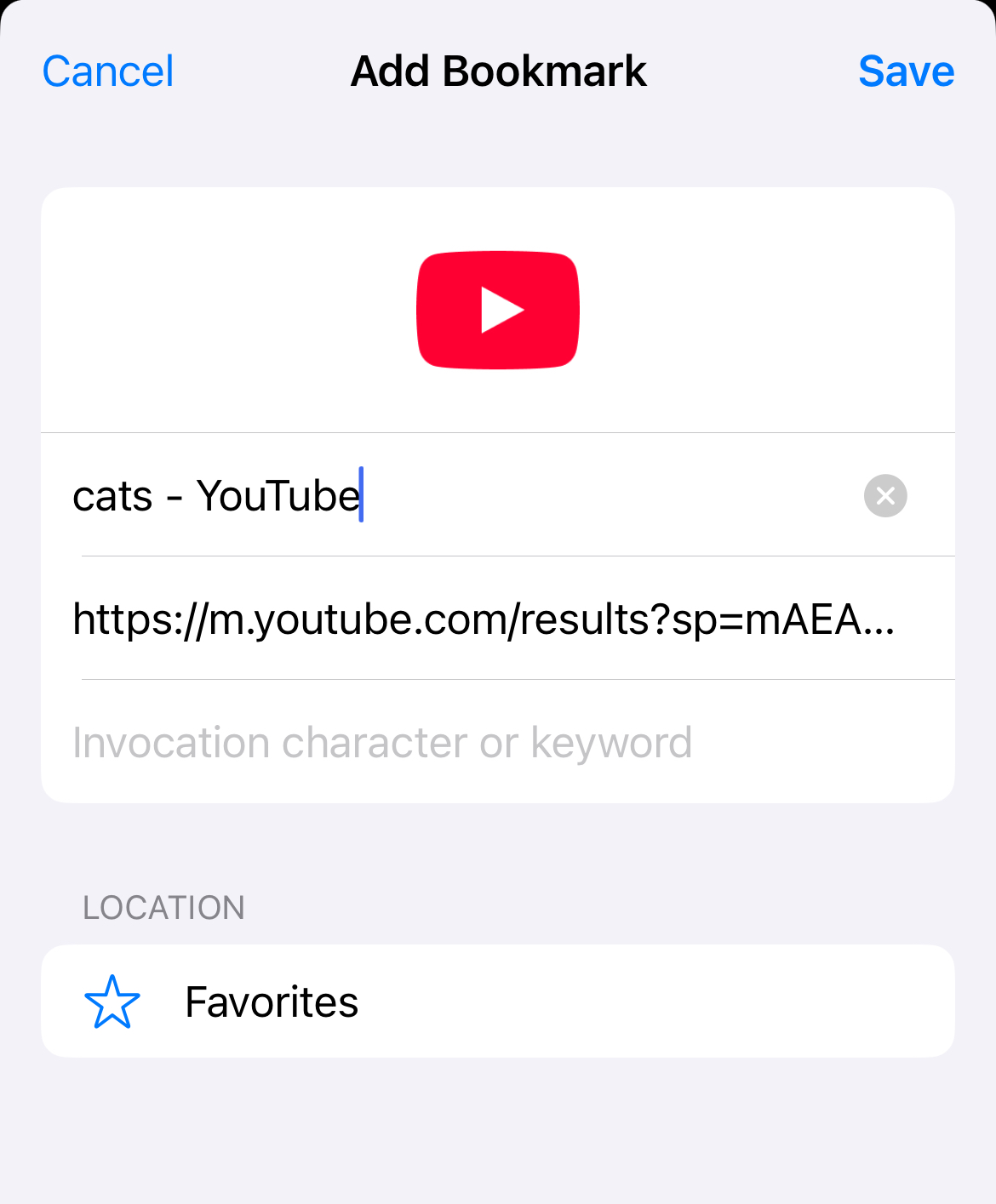 Adding a Bookmark