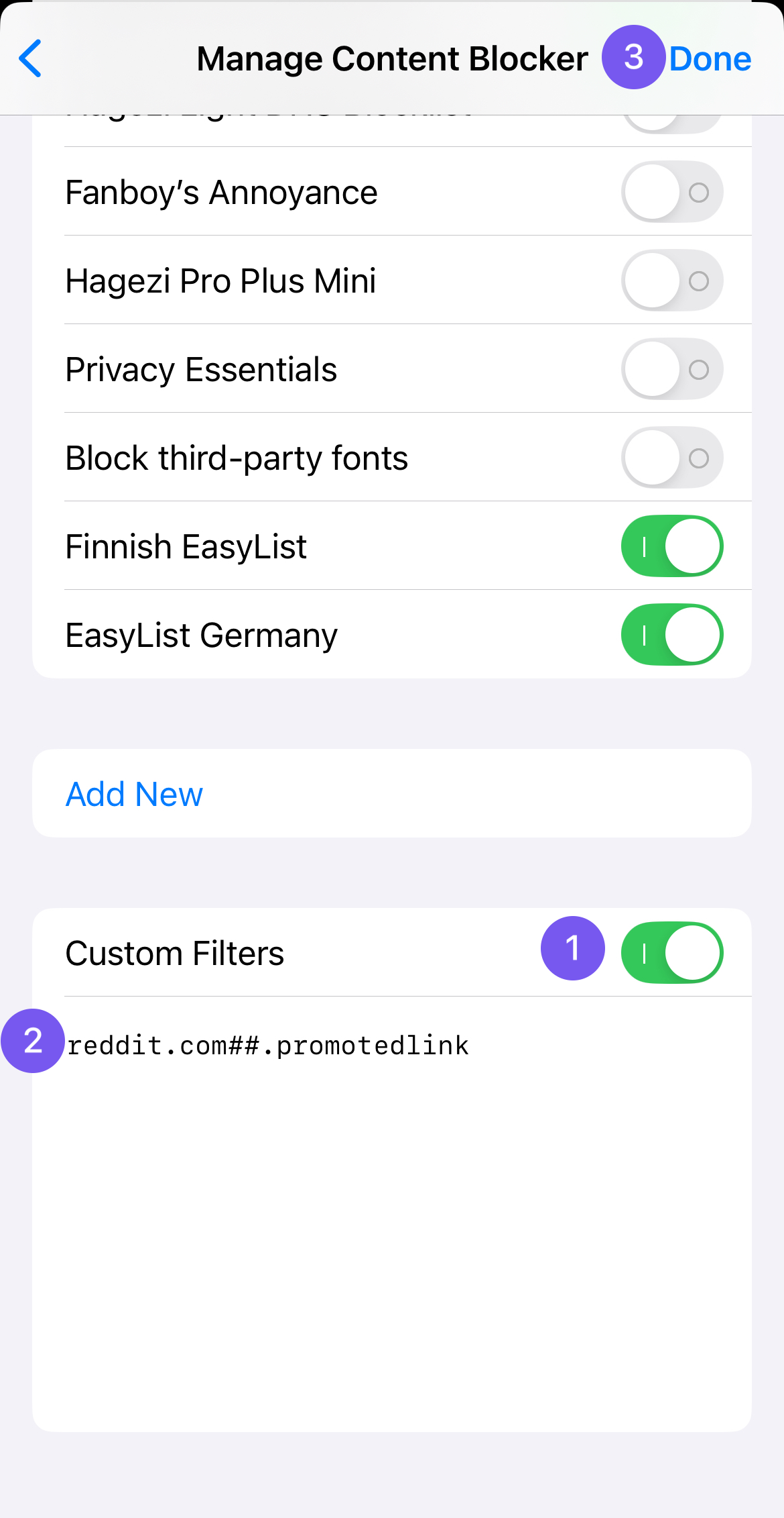 iOS Blocklists - Custom Filters