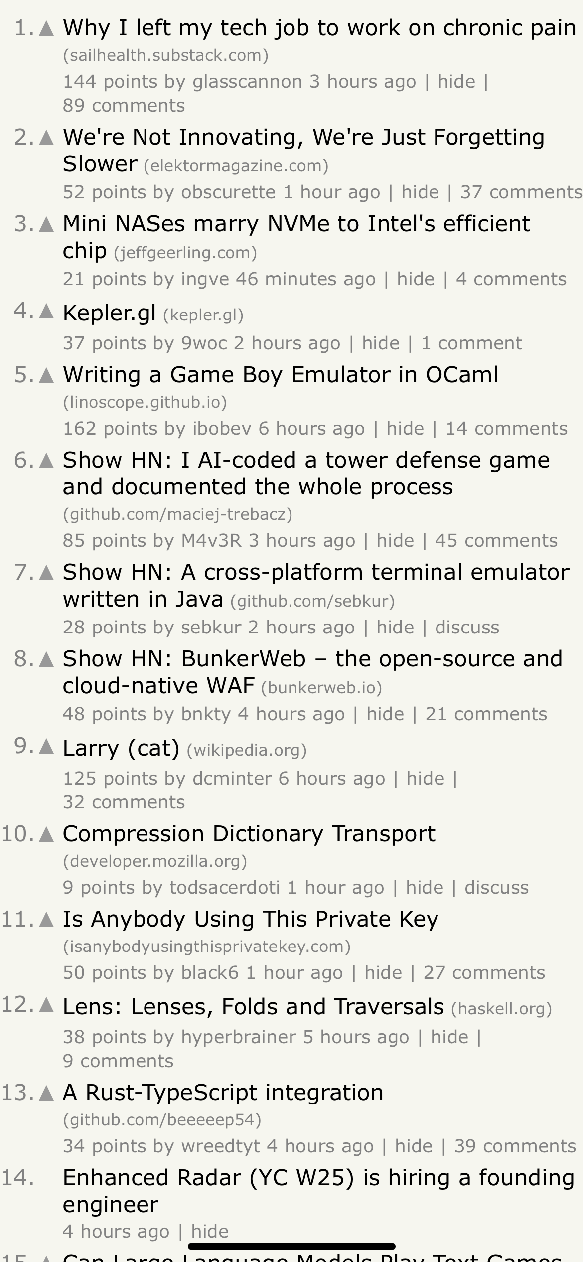 Hacker News with Focus Mode enabled