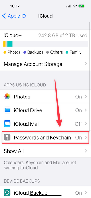 iOS iCloud Settings