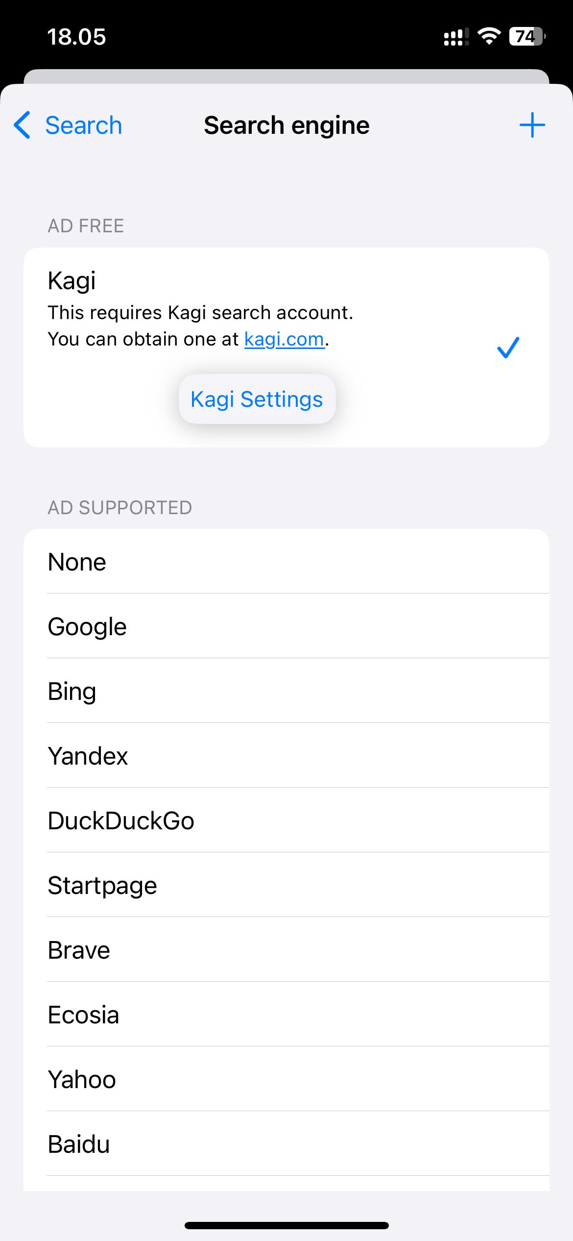 iOS Choose Search Engine