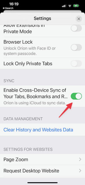 iOS iCloud Settings