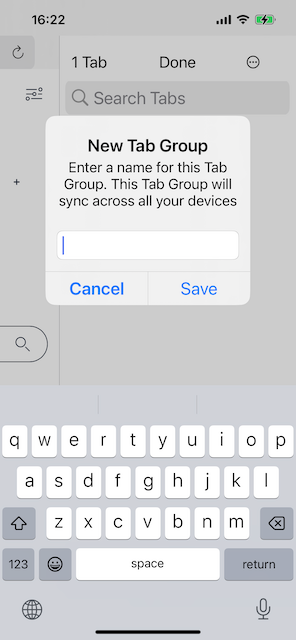 iOS Tab Group Name