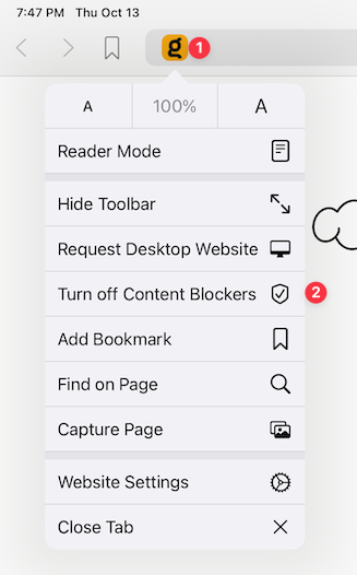 iPadOS Disable Content Blockers