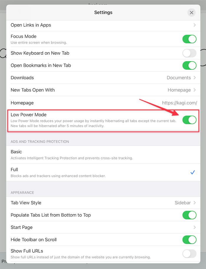 macOS Low Power Mode Settings