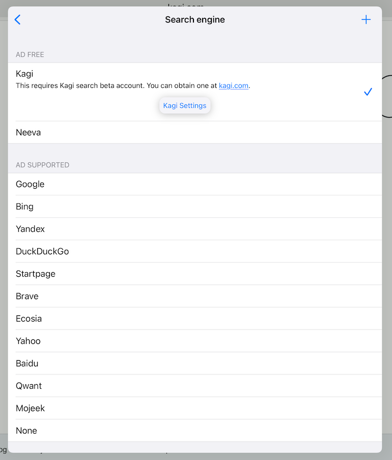 iPadOS Choose Search Engine
