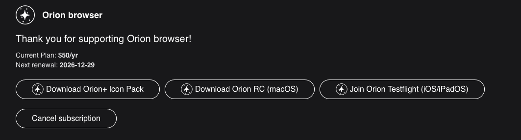 Billing Settings Orion