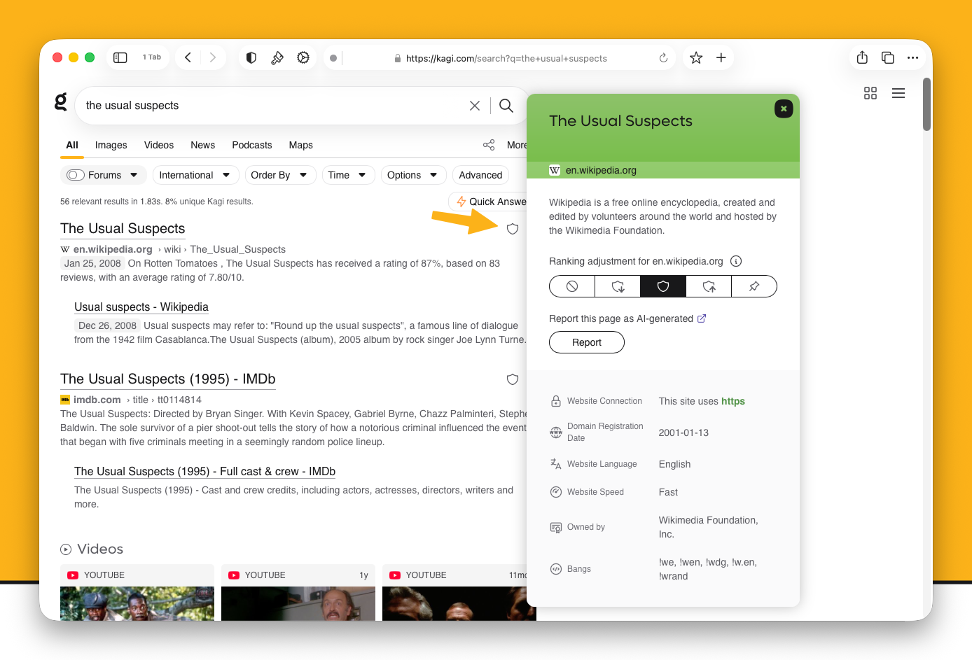 Personalized Option in Search Options