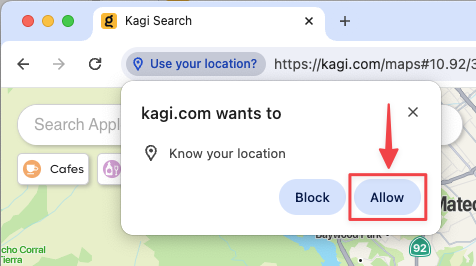Kagi Maps - Geolocation Options