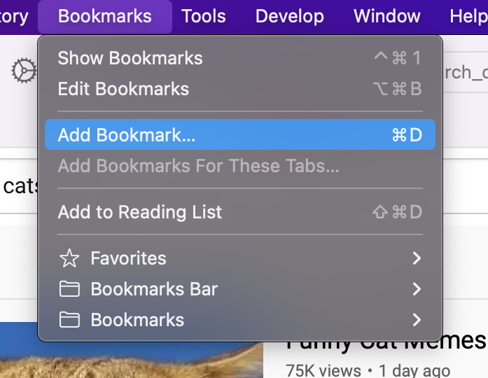 Adding a Bookmark