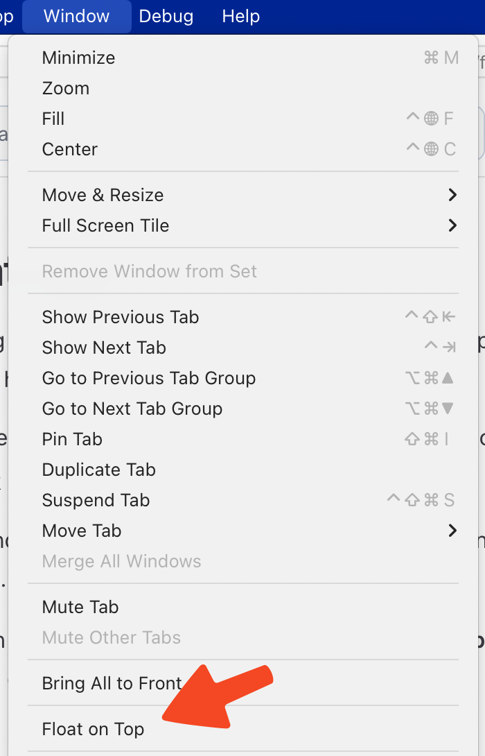 macOS Float on Top