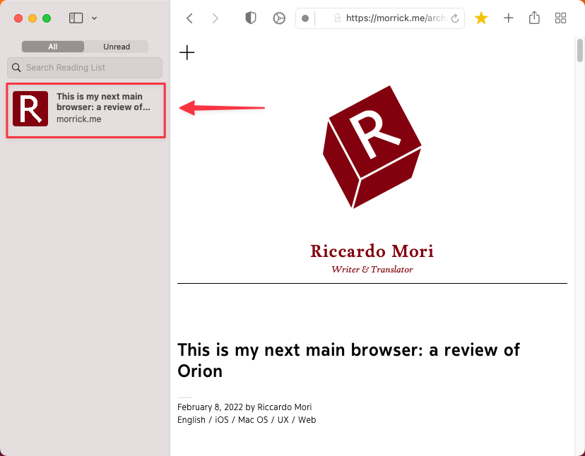 Reading webpages from your Reading List
