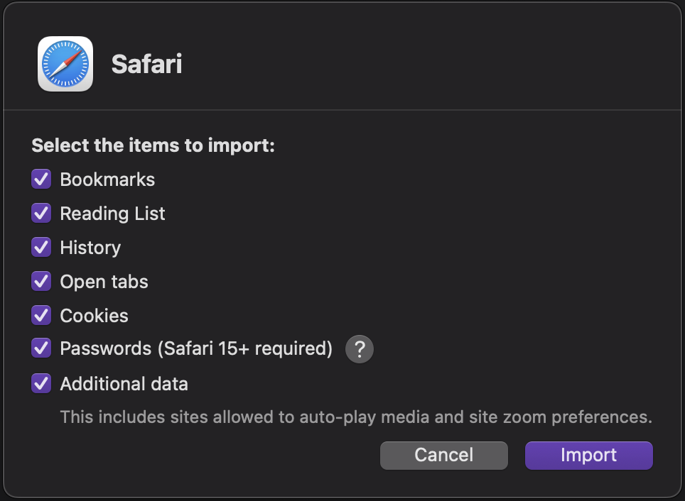 Safari Import