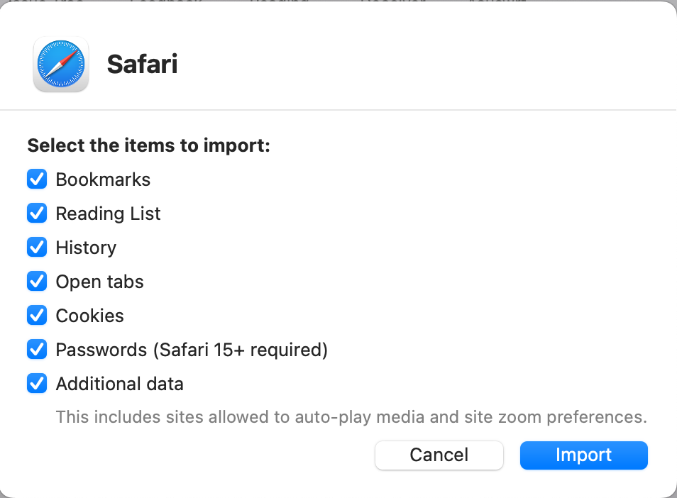 Safari Import