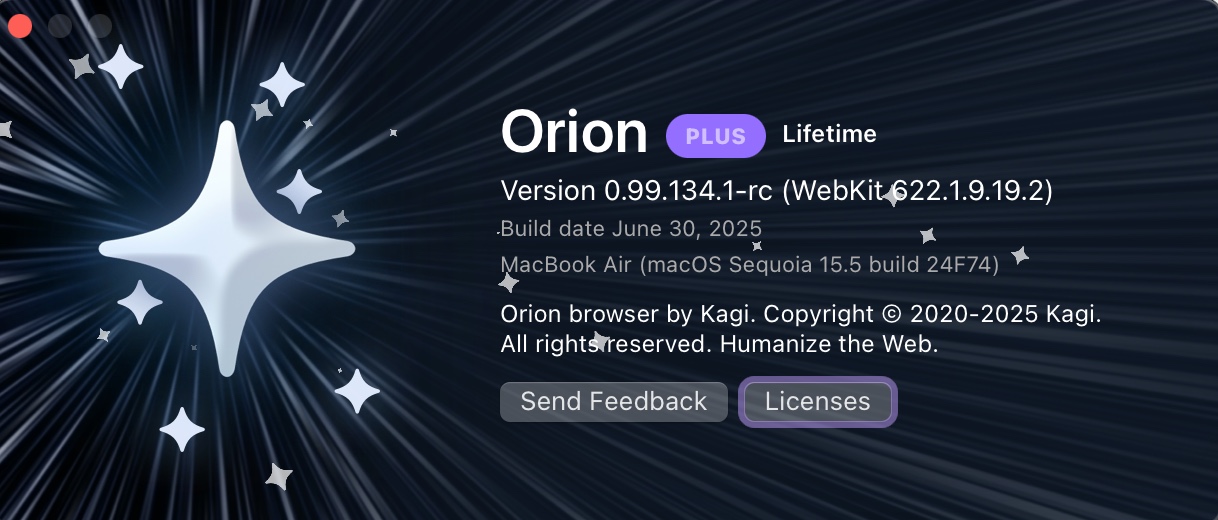 About Orion window for Orion+ users