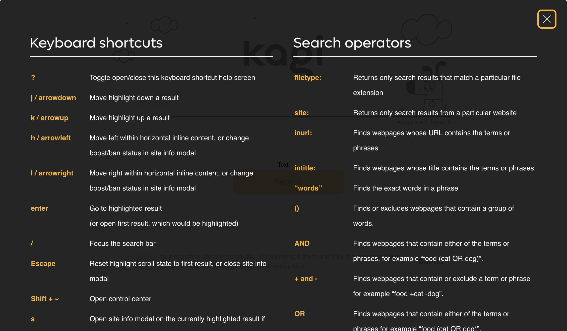 Search operators reference