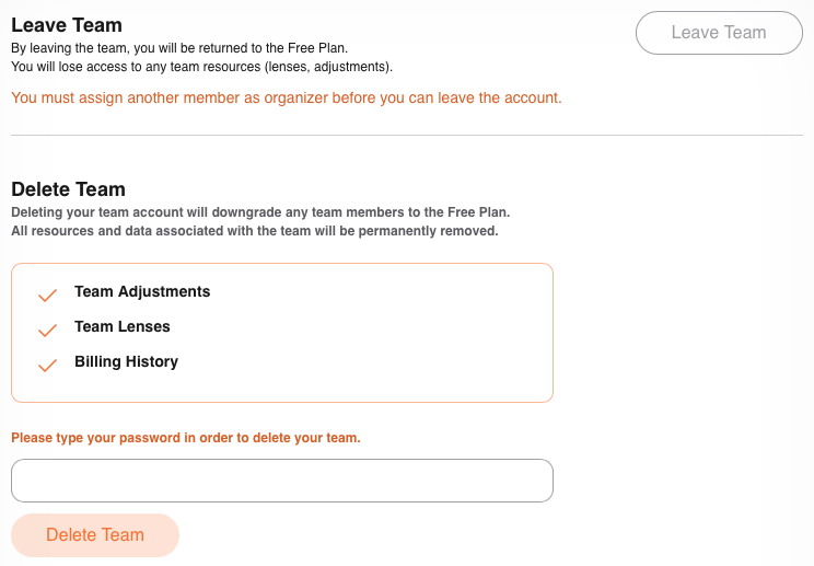 Kagi Team plan - account settings