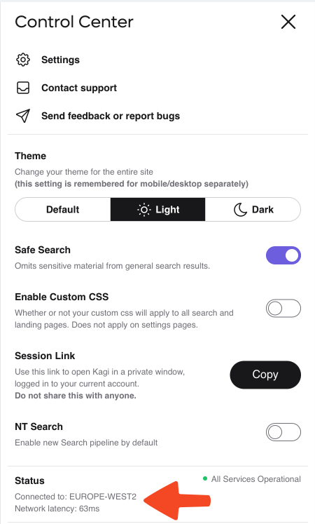 Search node location