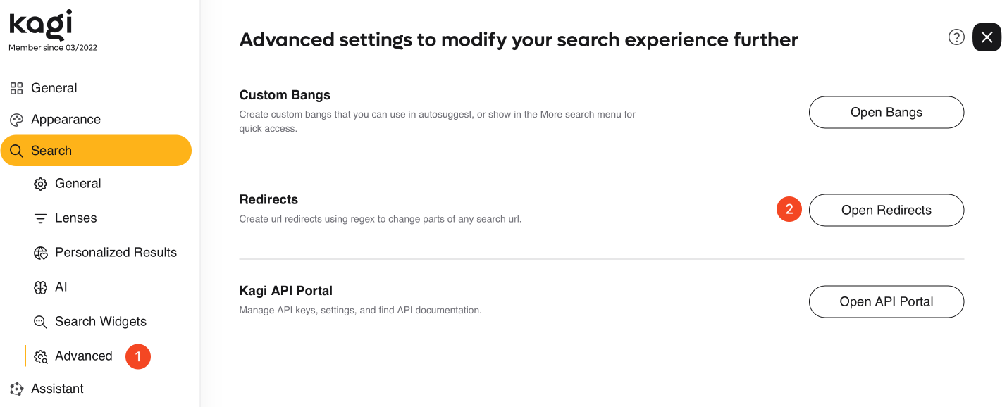Redirects Settings Location